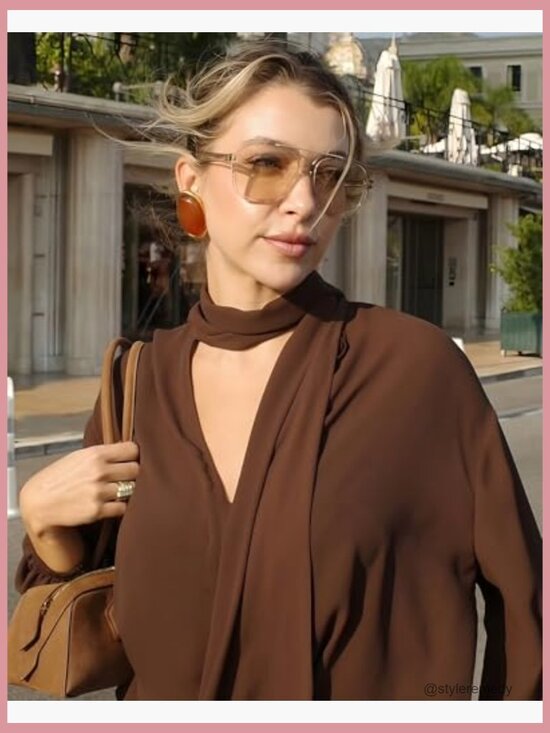Retro Aviator Sunglasses Square 70s Vintage Lightweight UV Protection main image 6